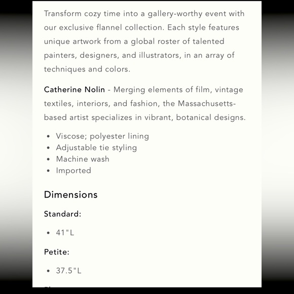 Anthropology, Flannel Robe. Sherpa-Lined. Price firm. Super soft inside and out - Picture 5 of 5